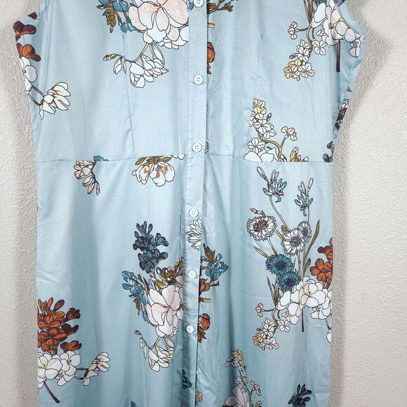 Misslook Maxi Dress Floral Blue Button Down Size XL Cottagecore - Picture 6 of 12